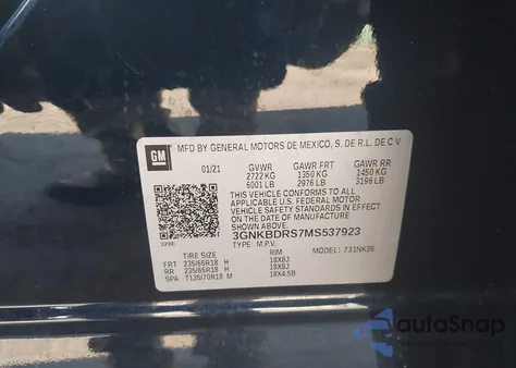 2021 Chevrolet Blazer Fwd 3Lt from USA, damaged, VIN 3GNKBDRS7MS537923